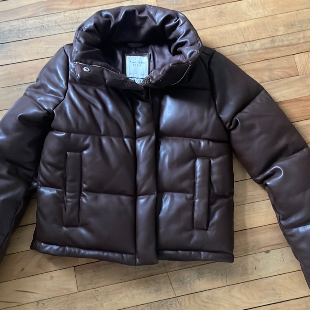 Brown Abercrombie puffer jacket